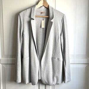 NWT Bordaeux from Anthropologie jersey knit blazer. Grey/white stripe Size US L